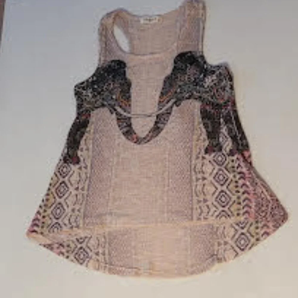 Ginger G knit high low racerback boho elephant tank top - Size Small - Picture 7 of 7